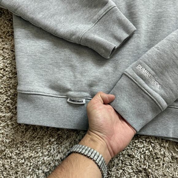 Dumbstruck DBSR Grey Quarter Zip Pullover Sweatshirt Boxy Fit Men’s Size Medium - Picture 3 of 8